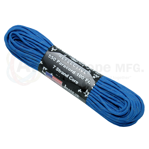 Paracord Reflective Blue 550 7 strand (100ft) MADE IN USA