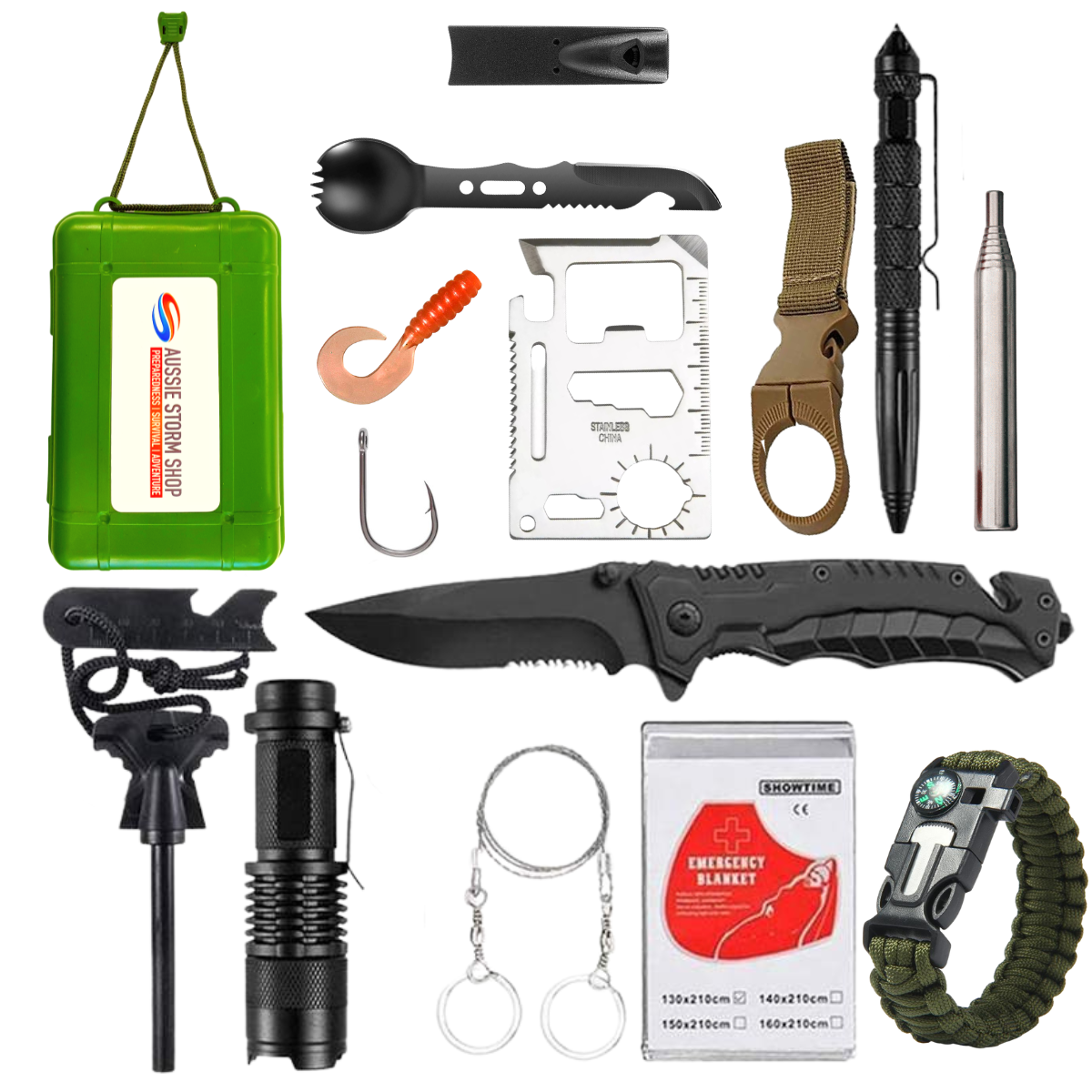 Survival Gear And Equipment 18 In 1 Emergency Survival Kit Professional  Defense Tool-aa