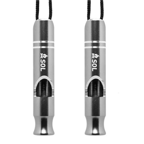 SOL Metal Rescue Whistle 2pk