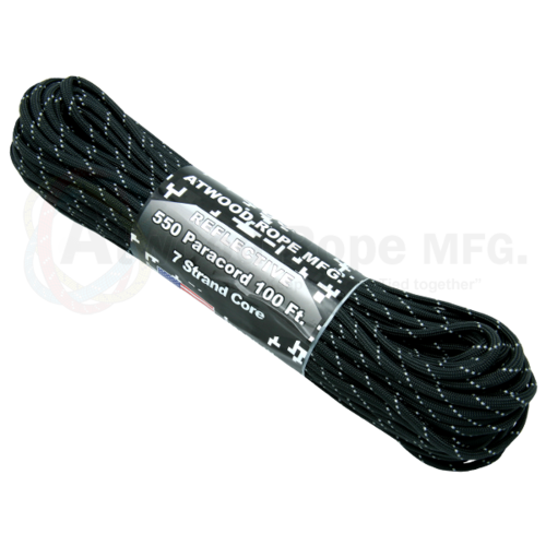Paracord "Reflective Black" 550 7 strand (100ft) MADE IN USA