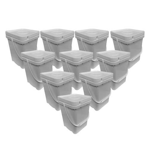 Bucket 10L Food Grade (Square Stackable) Bulk 10 Pack